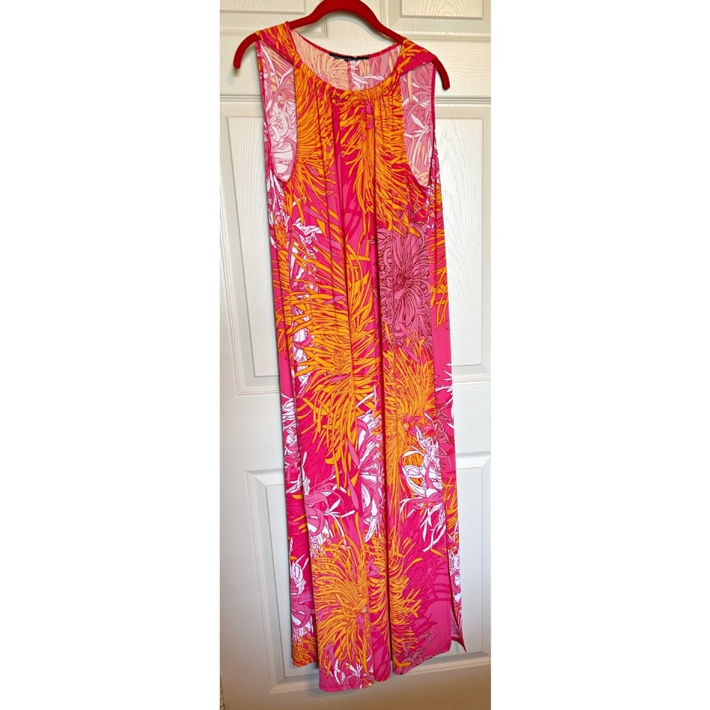 Pink and orange long, tank maxi dress size XL Stretchy!